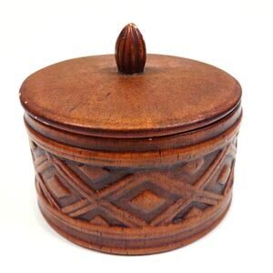 Vintage Round Ceramic Lidded Trinket Box Candy Dish Rare 1995 Terragrafics Inc